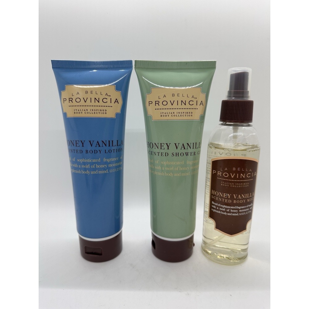 La Bella‎ Provincia Honey Vanilla Body Lotion Shower Gel Mist Set 6 oz
